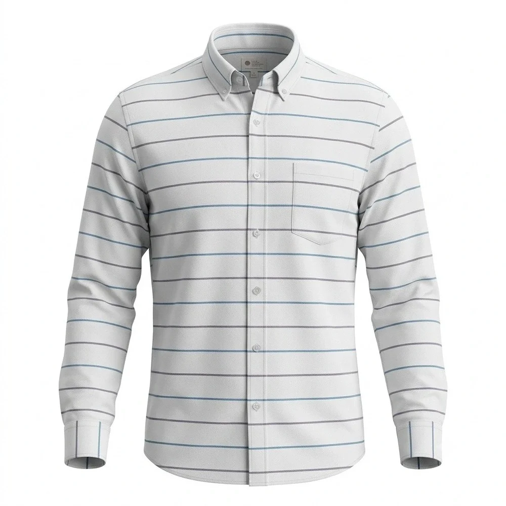 J.Crew Men's XL Sunwashed Oxford Shirt White Blue Striped Tailored Button Down‎
